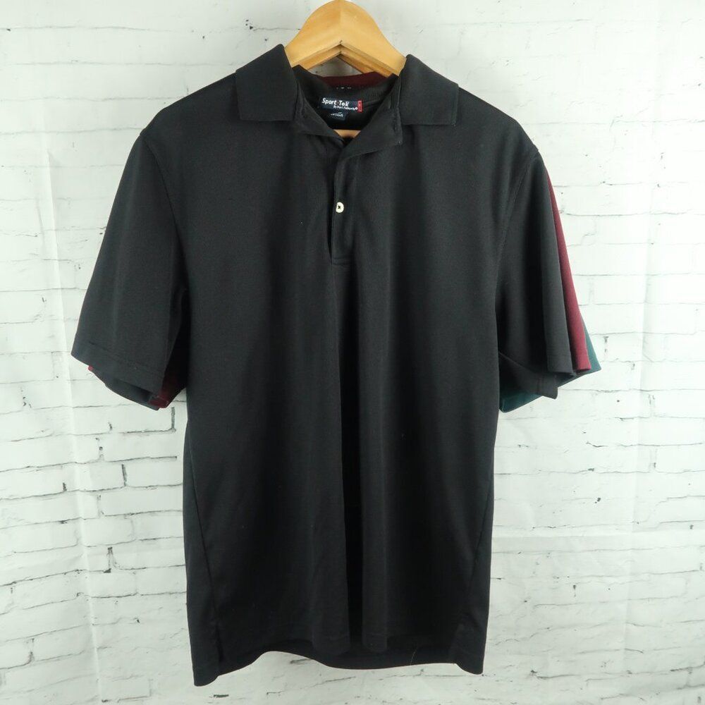 SPORT TEK POLO SHIRT BUNDLE GREEN BURGUNDY & BLACK SIZE MEDIUM - Picture 5 of 11